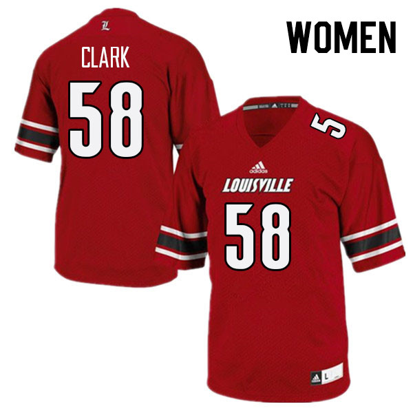 Women #58 Jeff Clark Louisville Cardinals College Football Jerseys Stitched Sale-Red